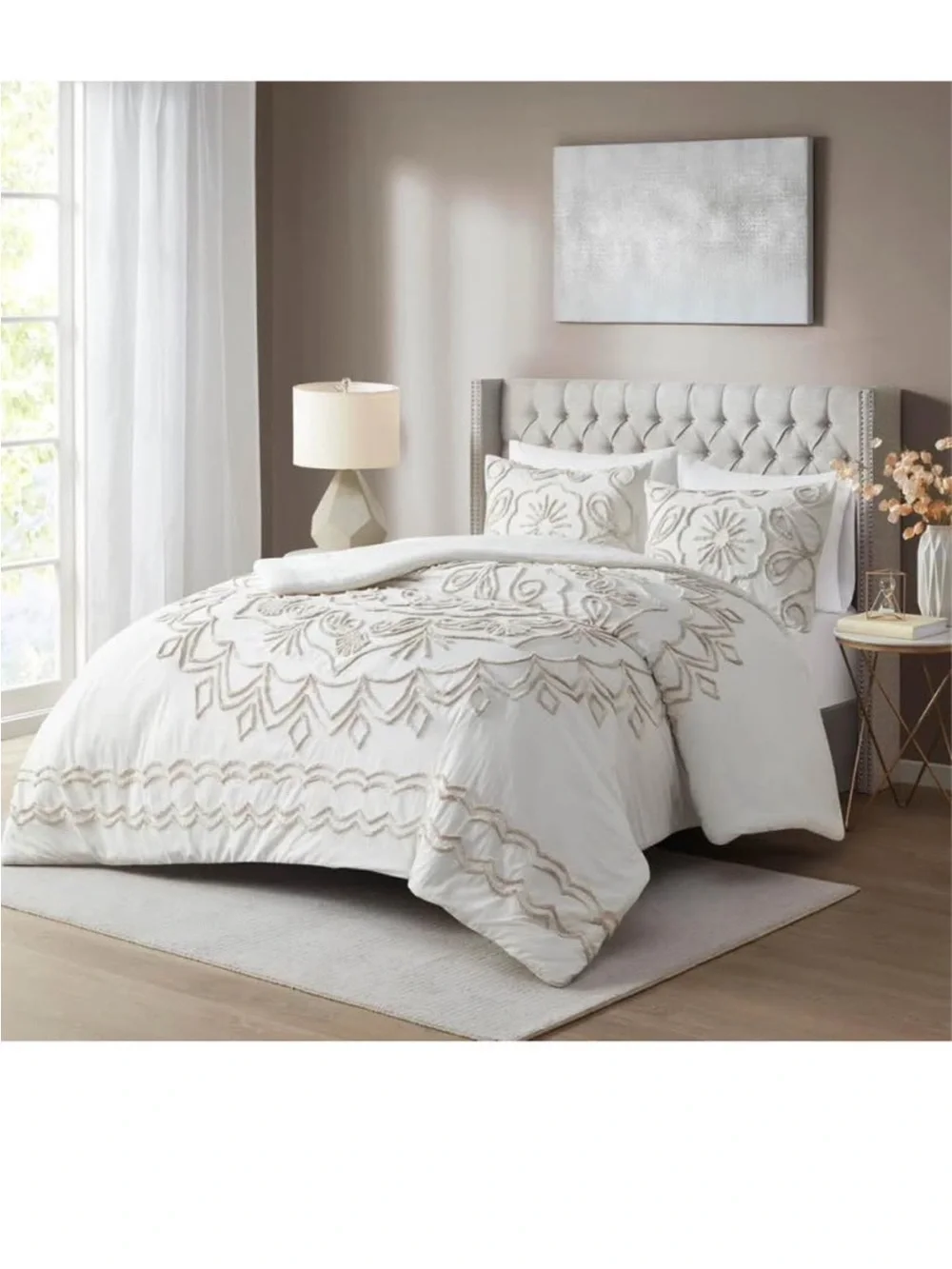Madison Park Violette Chenille Cotton Tufted Comforter Large Medallion Design